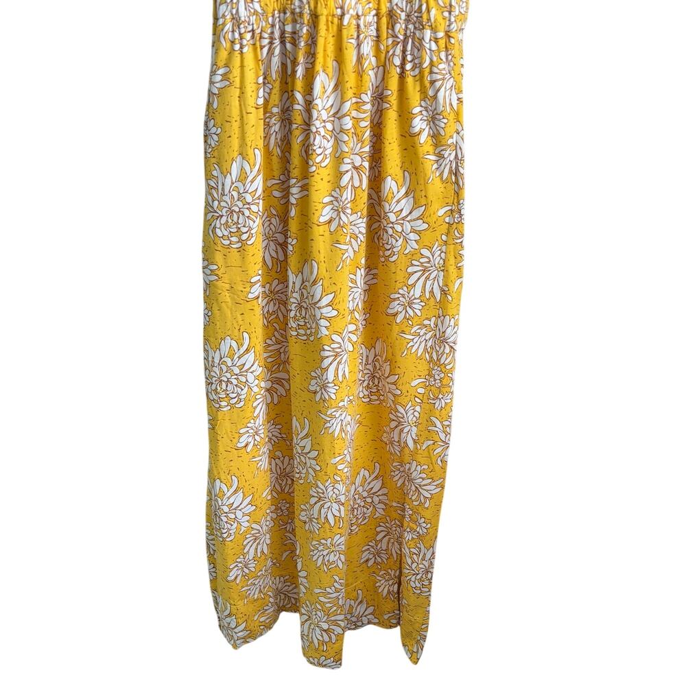 ME+EM Cotton Dahlia Print Gathered Maxi Sundress Yellow Multi Women's Size U 8 - Picture 5 of 10